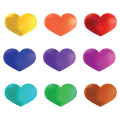 Bright multicolored hearts, template for Valentine's Day and we