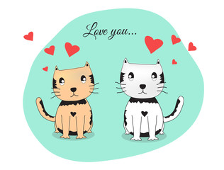 cats lover vector, cat couple