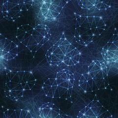Constellation of hearts on space background.
