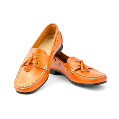 Brown man's shoes isolated on white background