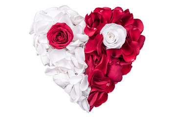 Heart Rose Petals White Red