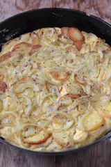 Classic spanish tortilla with potatoes and onions.