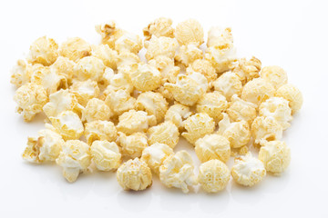 Popcorn isolated on the white background.
