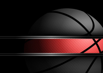 Naklejka premium Basketball on black background