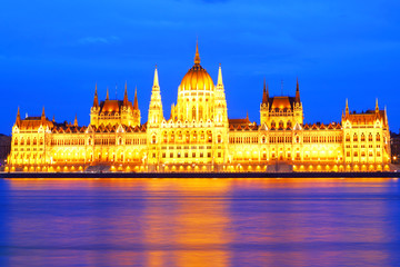 Hungary. Budapest. Night look. Parliament palace
