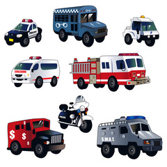 Cartoon law enforcement cars