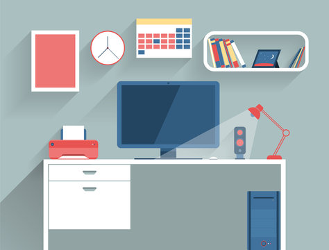 illustration concept of modern home or business work space
