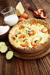 Kish with shrimp and zucchini