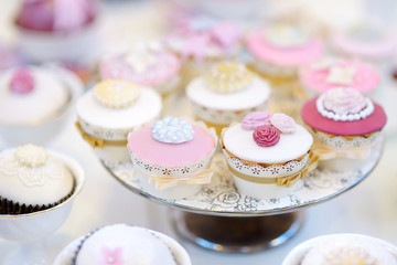 Delicious colorful wedding cupcakes