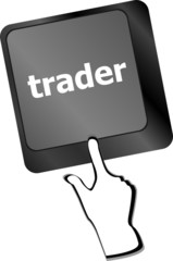 Trader keyboard representing market strategy - business concept