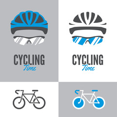 Obraz premium Bicycle, cycling helmet and glasses