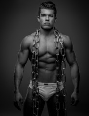Brutal guy with steel chain