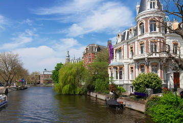 Fototapeta na wymiar One of canals in Amsterdam, Holland
