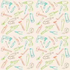 vector seamless pattern, construction tools background