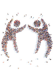 people in the form of a dancing man.