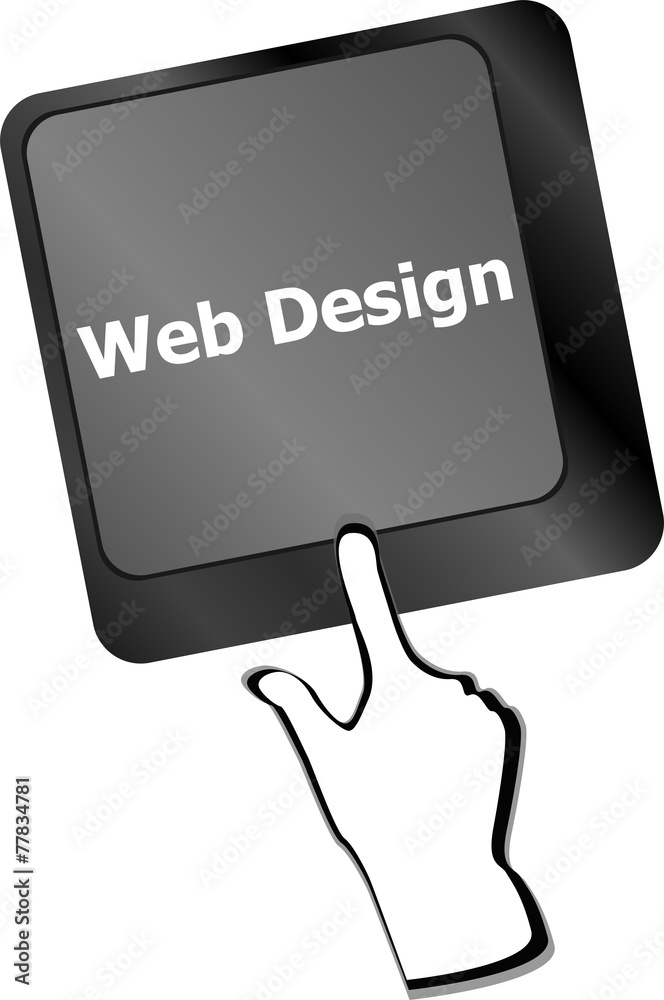 Poster web design text on a button keyboard key