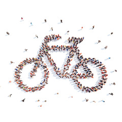 people in the form of a bicycle.