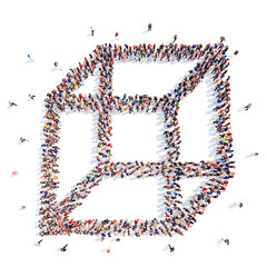 people in the form of a cube.