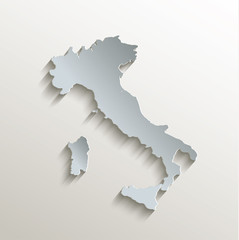 Italy map white blue card paper 3D vector