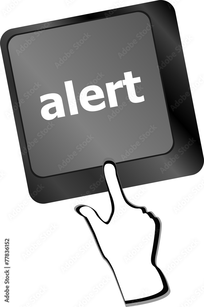 Poster computer keyboard with attention key alert - business background