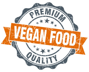 vegan food vintage orange seal isolated on white