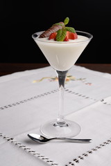 breakfast of yogurt and strawberry dessert