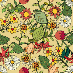 Various summer flowers.