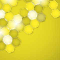 Abstract yellow background hexagon. Vector illustration