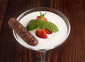 breakfast of yogurt and strawberry dessert