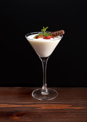 breakfast of yogurt and strawberry dessert