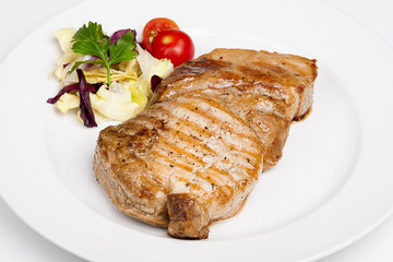 A great beef steak with vegetables