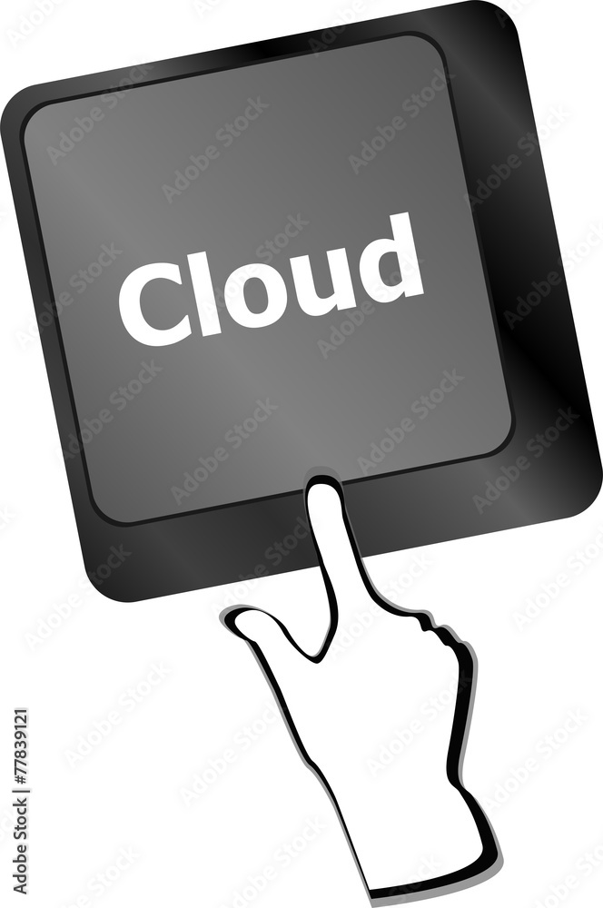 Poster keyboard key with cloud computing button