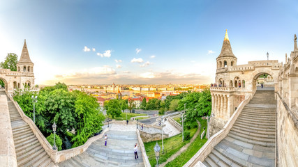 Naklejka premium Budapeszt, Baszta Rybacka i panorama Budapesztu