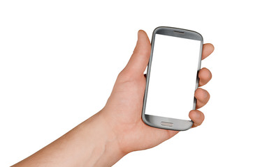 Hand holding smartphone