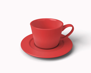 Red cup for coffee isolated on white background
