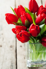 Valentine's day concept:  bunch of red tulips