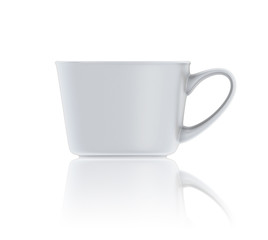 White cup of coffee front view