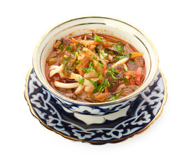 Delicious veal stew soup with meat and vegetables