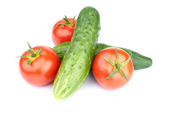 Ripe vegetables isolated on white background
