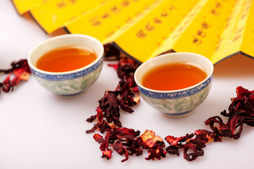 Tea ceremony still life isolated on white