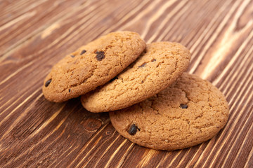 oat cookies on wooden table