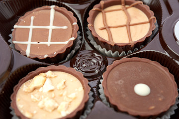 Dark chocolate on a white background