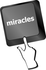 Computer keyboard key button with miracles text