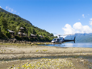 Helikopter landet in Huinay © wemm