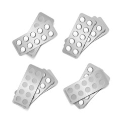 Vector Set of Packs for Pills Isolated on White