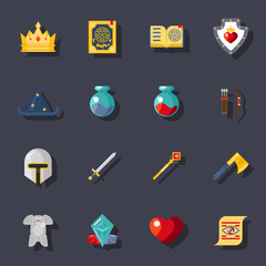 Fantasy game flat icons