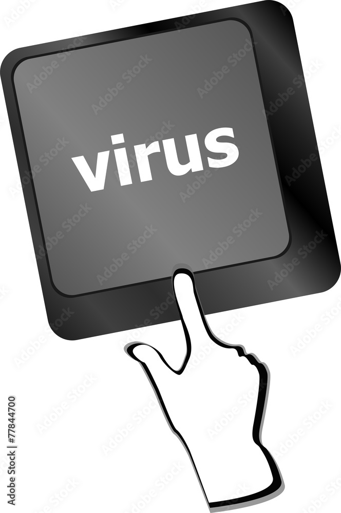Poster virus button on computer keyboard - it concept