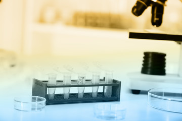 Laboratory microscope lens.modern microscopes in a lab.