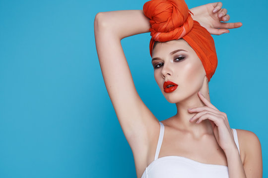 Beautiful sexy woman in underwear perfect body shape make-up