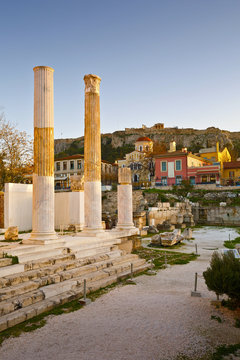 Hadrian's Library in Monastiraki square in Athens, Greece.
